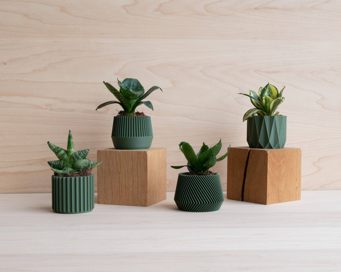 Set of 4 Green indoor Planters – Oslo Origami Kobe Stockholm