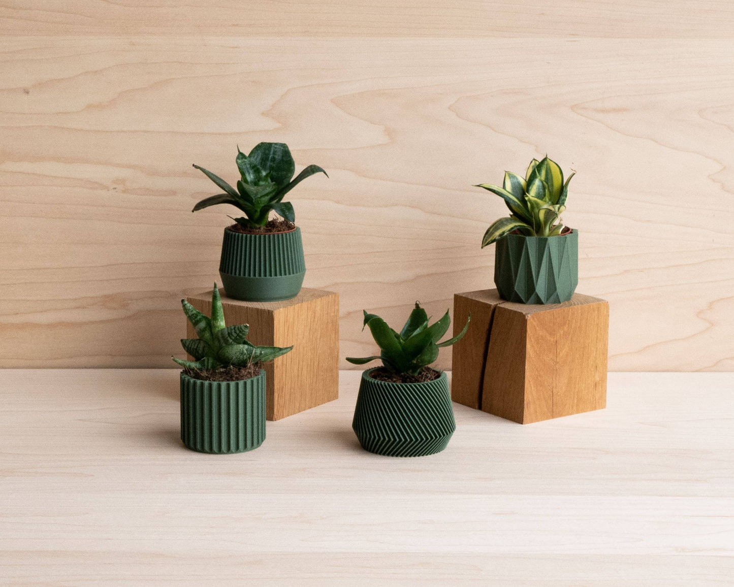 Set of 4 Green indoor Planters – Oslo Origami Kobe Stockholm