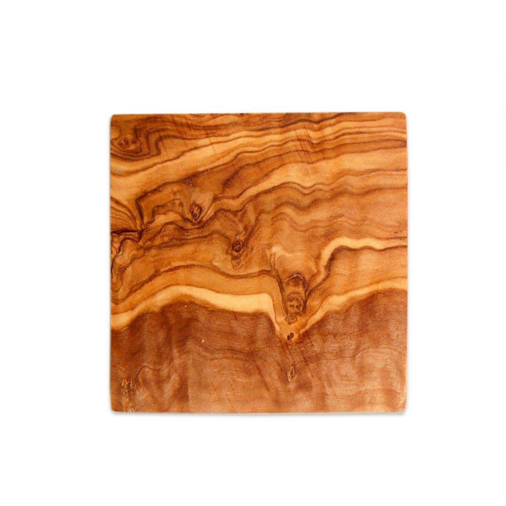 6-piece square coasters made from olive wood, 9 x 9 cm